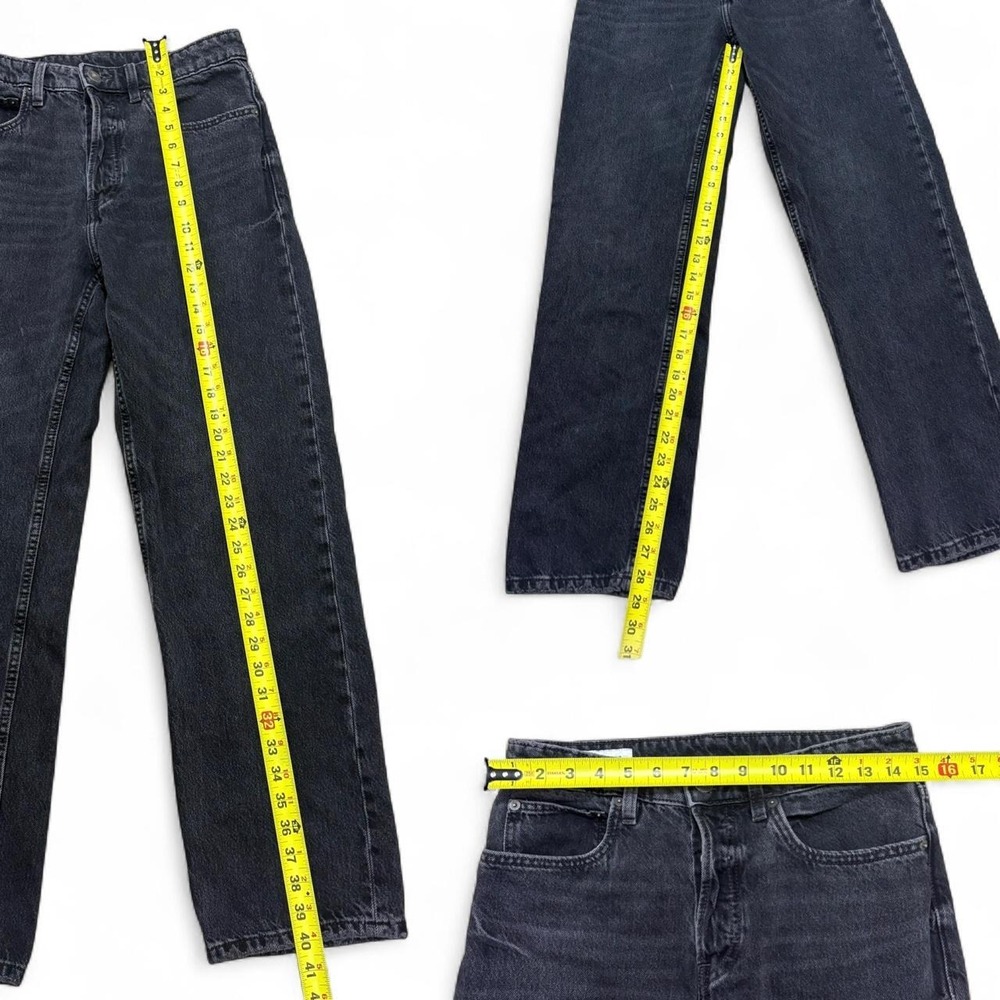 Distressed Skater Straight Leg Jeans Zara Men Faded Black Grunge Streetwear 29" - Picture 5 of 8